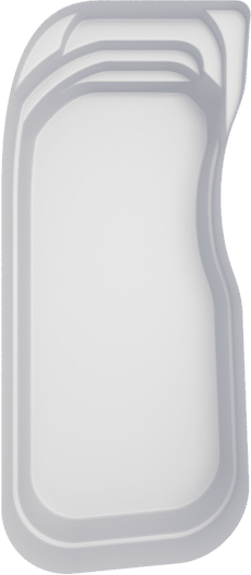 Piscine Coque Forme Libre Design Moderne | Modèle Blanc Piscine coque blanche au design moderne avec escaliers et banquette intégrés pour aménagement de jardin.